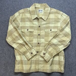 Marmot Mountain Works Mens XL Flannel Shirt Yellow Plaid Hiking Camping